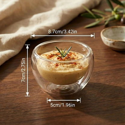 Double Wall Borosilicate Salad, Pasta, Matcha, Rice, Soup Bowl, Hot And Cold Serving Bowls, Fruit Bowls, Set of 4 (100 ML)