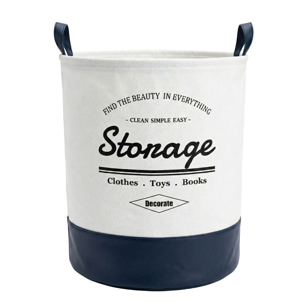 Round Foldable Laundry Basket with Leather Base – 60L