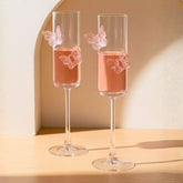 Pink Butterfly Champagne Flute Glasses – Set of 2, 180ML
