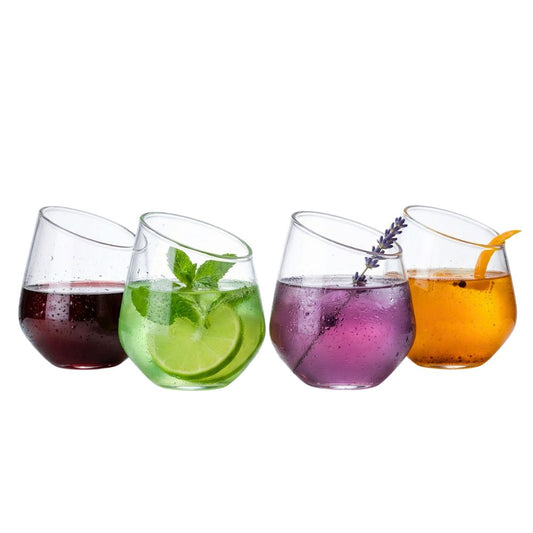 Borosilicate Slanted Crystal Whiskey Wine Glass 350 ML (4PCS)