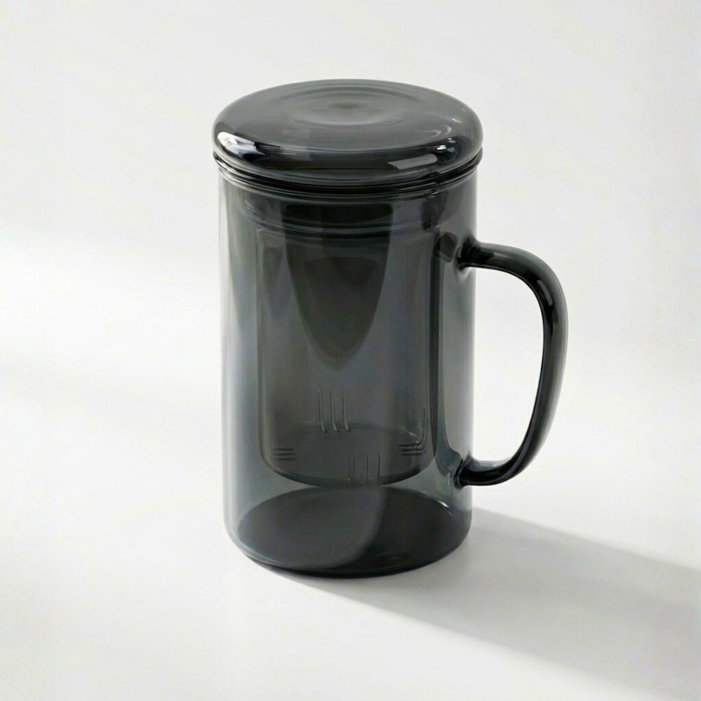 Smoky Grey Borosilicate Glass Mug with Infuser – 450ML