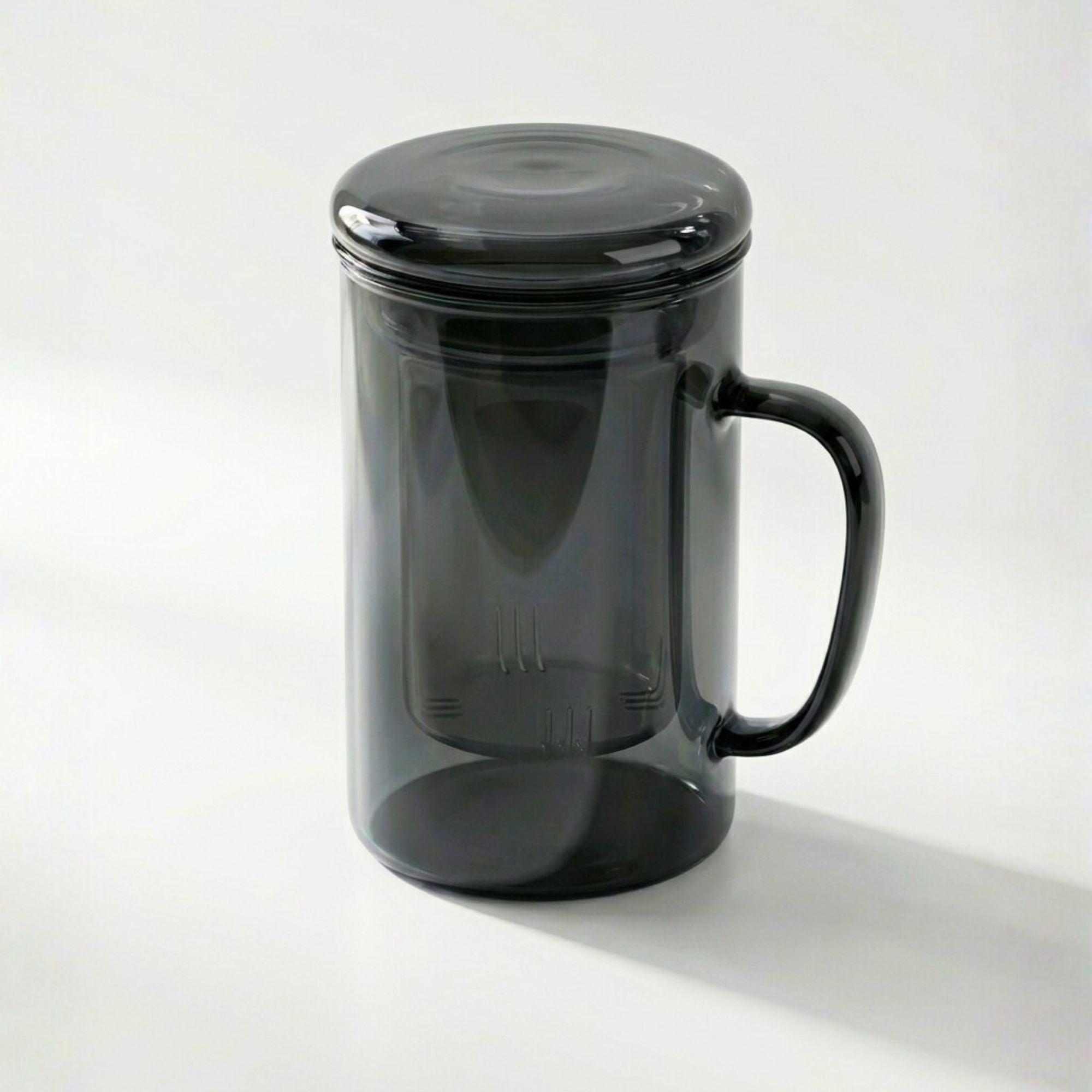 Smoky Grey Borosilicate Glass Mug with Infuser – 450ML