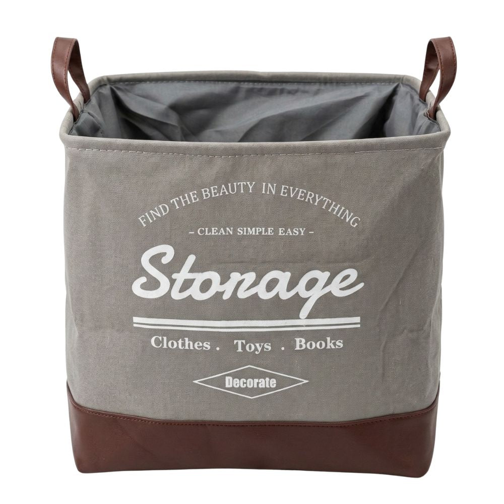 Foldable Square Laundry Basket 40L – Fabric Storage Hamper with Leather Base & Handles, Collapsible Clothes Organizer for Laundry, Toys & Home Storage