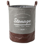 Round Foldable Laundry Basket with Leather Base – 60L