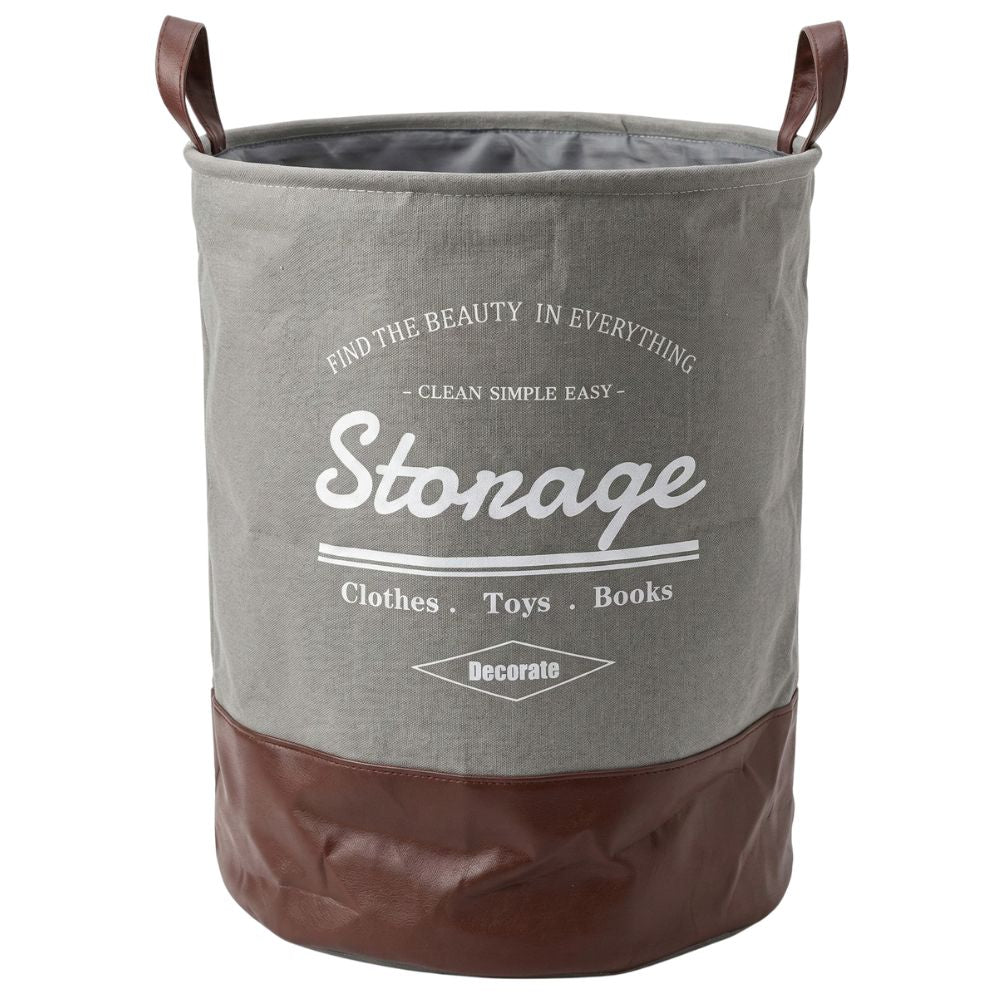 Round Foldable Laundry Basket with Leather Base – 60L