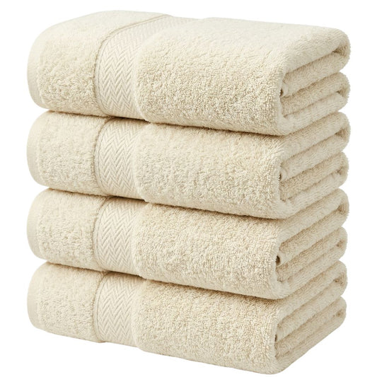 Luxury Cotton Bath Towels Set of 4 – 70x140 cm, 100% Cotton 600 GSM Ultra Soft & Absorbent, Hotel & Spa Quality Large Bathroom Towels