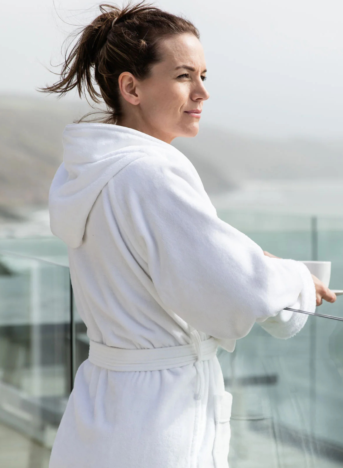 Hooded Cotton Bathrobe – Hotel & Spa Quality, White, Unisex