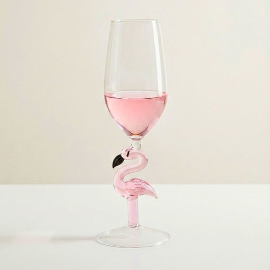 Borosilicate Goblet Wine Glass with Flamingo Stem, 330ML Decorative Wine Glass, Heat Resistant Glassware for Red & White Wine, Parties & Gifting (1 Piece)