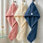 Microfiber Hair Wrap Turban Set – 3 Pack, Stripe Design