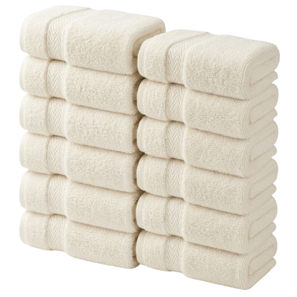 Luxury Cotton Face Towels – Set of 12, 600 GSM