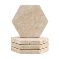 Travertine Hexagon Stone Coasters – Set of 4
