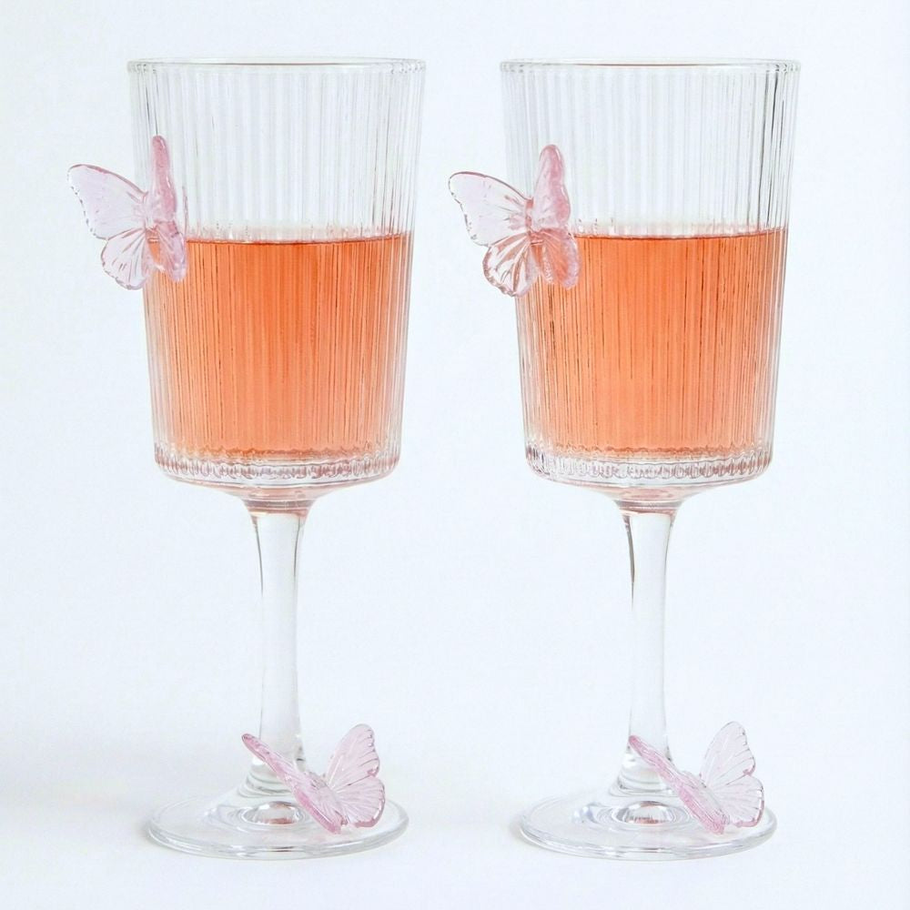 Ribbed Butterfly Wine Glasses – Set of 2