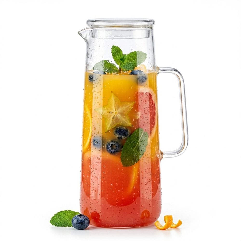 Heat-Resistant Glass Water Jug with Handle & Glass Lid 1500ML