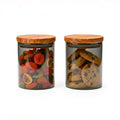 Borosilicate Glass Storage Jar Smoky Grey 600ML - (Set of 2) | Airtight Food Container with Acacia Wooden Lid | Durable & Stylish Kitchen Storage