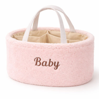 Baby Diaper Caddy Organizer – Soft Plush Nursery Storage Basket with Handles, Portable Changing Table & Car Organizer for Newborn Essentials