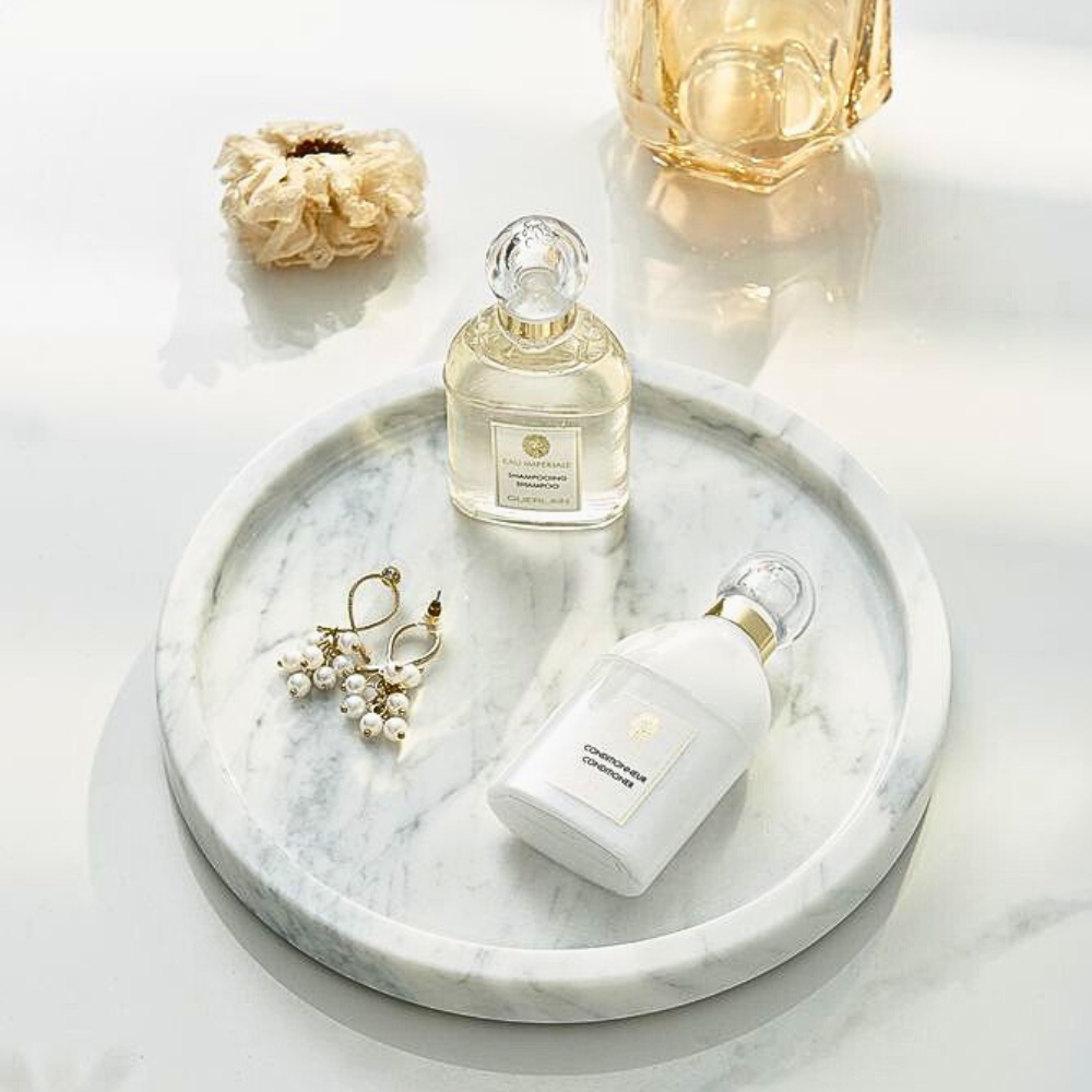 Elegant White Natural Round Marble Tray – Premium Serving Tray for Home Décor