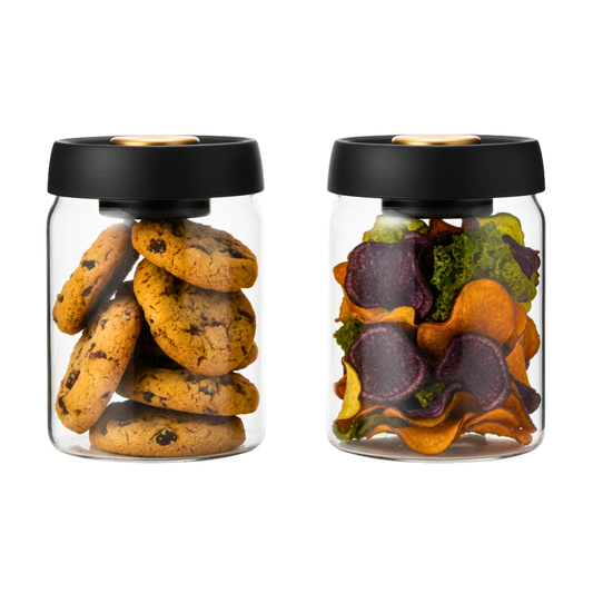 Vacuum Sealed Borosilicate Glass Jars – 600ML Airtight Food Containers for Kitchen, Pantry (Set of 2)
