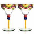Moroccan Hand Painted Margarita Glasses – Orange Blossom, Set of 2