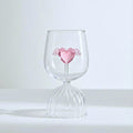Pink Heart & Wings Borosilicate Wine Goblet – 350ML