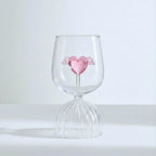 Pink Heart & Wings Borosilicate Wine Goblet – 350ML