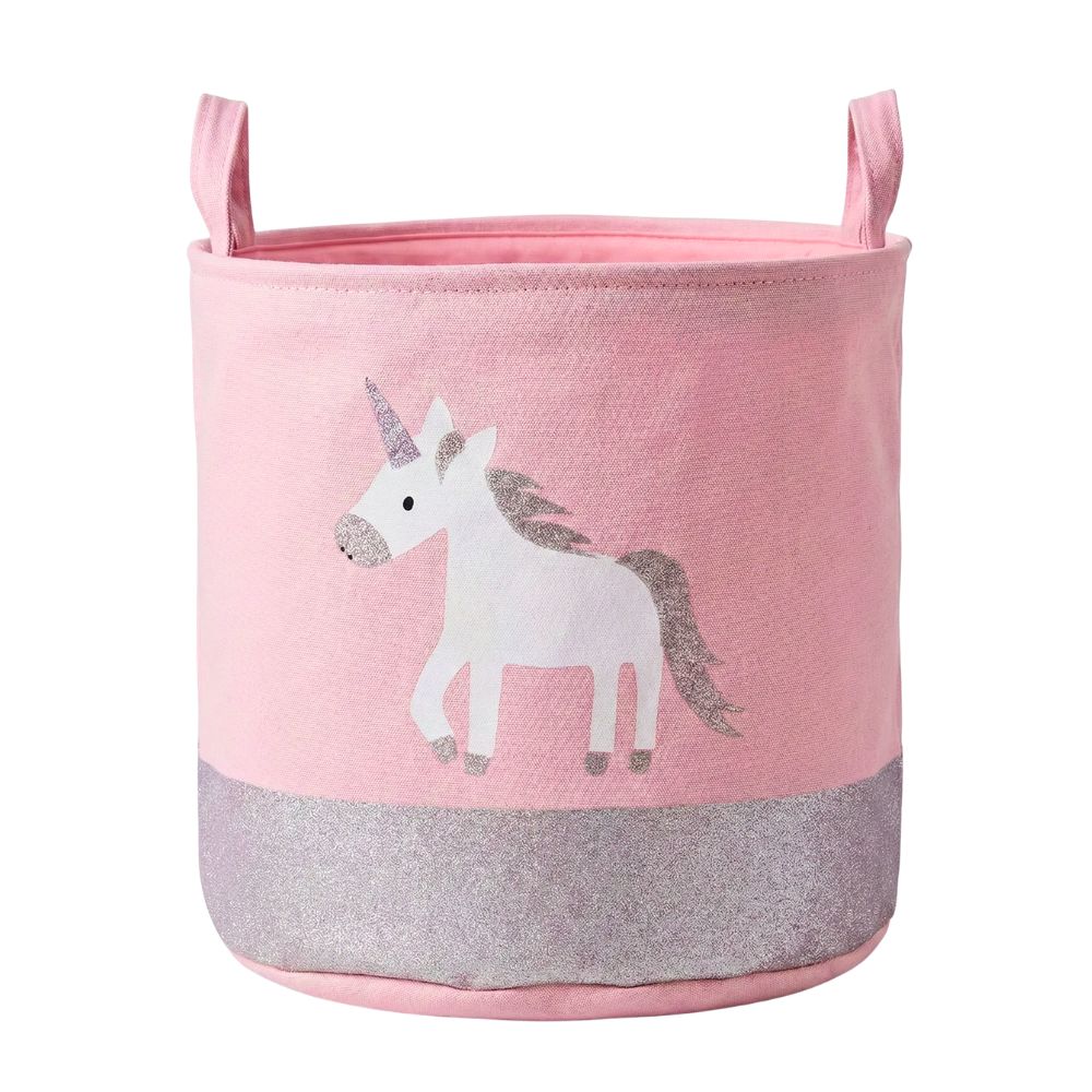 Kids Laundry Basket 50L Canvas Storage Organizer – Ballerina Girl Design, Foldable Toy & Clothes Hamper with Handles, 35W x 45H cm