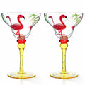 Moroccan Hand Painted Margarita Glasses – Flamingo, Set of 2