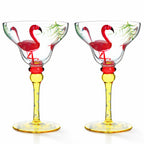 Moroccan Hand Painted Margarita Glasses – Flamingo, Set of 2