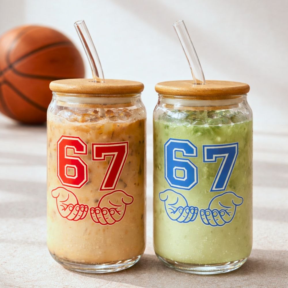 67 Sports Sipper Can Glass – Set of 2, 550ML Borosilicate