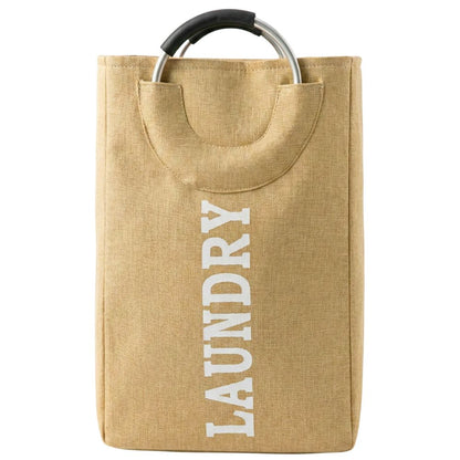 Foldable Laundry Basket with Handle, 30x20x50cm, 55Ltr, Large Capacity, Waterproof, Dirty Clothes Storage Bag, Space Saving, Beige