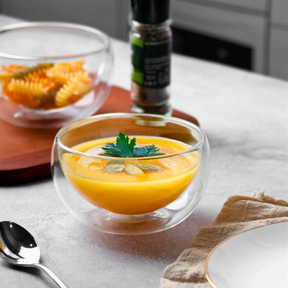 Double Wall Borosilicate Salad, Pasta, Matcha, Rice, Soup Bowl, Hot And Cold Serving Bowls, Fruit Bowls, Set of 4 (100 ML)