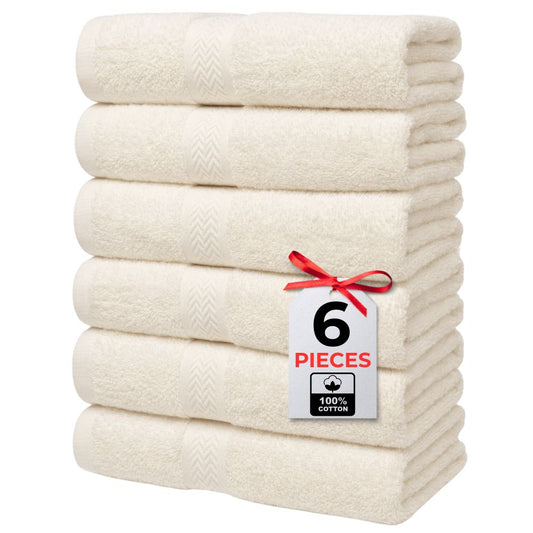 Luxury Hand Towels Set of 6 – 100% Egyptian Cotton, 16x30 Inches – Ultra Soft & Absorbent – Premium Hotel, Spa & Bathroom Towels – Quick Dry & Durable