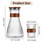 Water and Drinks Carafe 1500ml with 4 Glasses 350ml , Ribbed Drinking Set