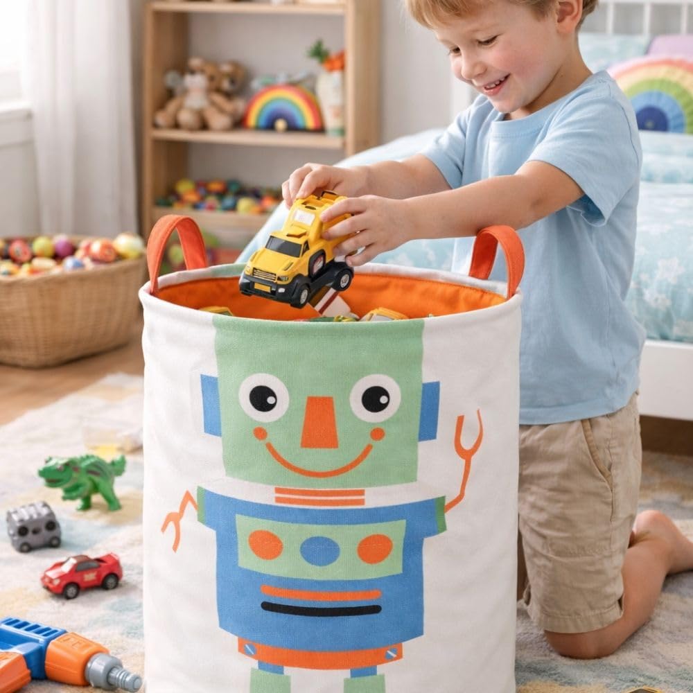 Robot Themed Robo Buddy Kids Laundry Basket 45L (40x35cm)