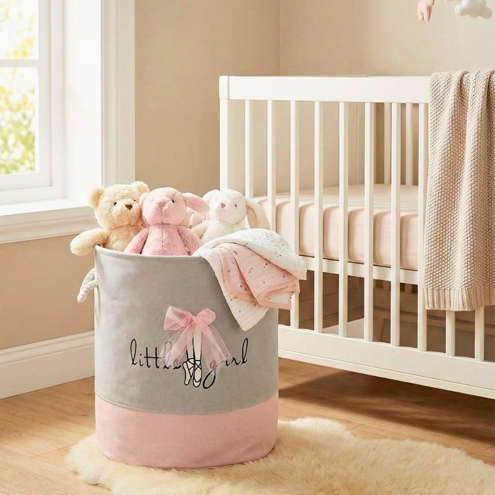Ballet Bow Kids Foldable Laundry Basket with Handles, 35x45cm