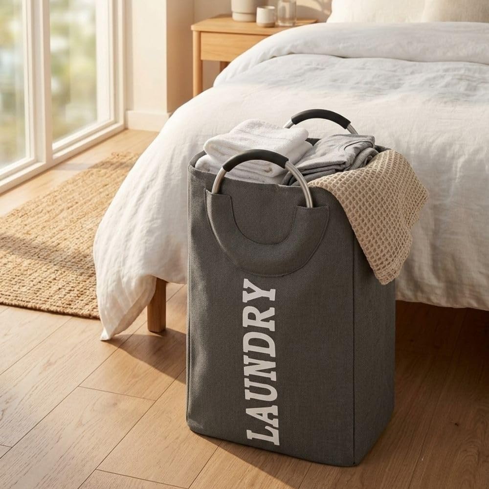 Foldable Waterproof Laundry Basket – 55L Beige
