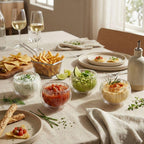 1CHASE 100ML Double Wall Stripe Borosilicate Glass Dip Bowls, Set of 4