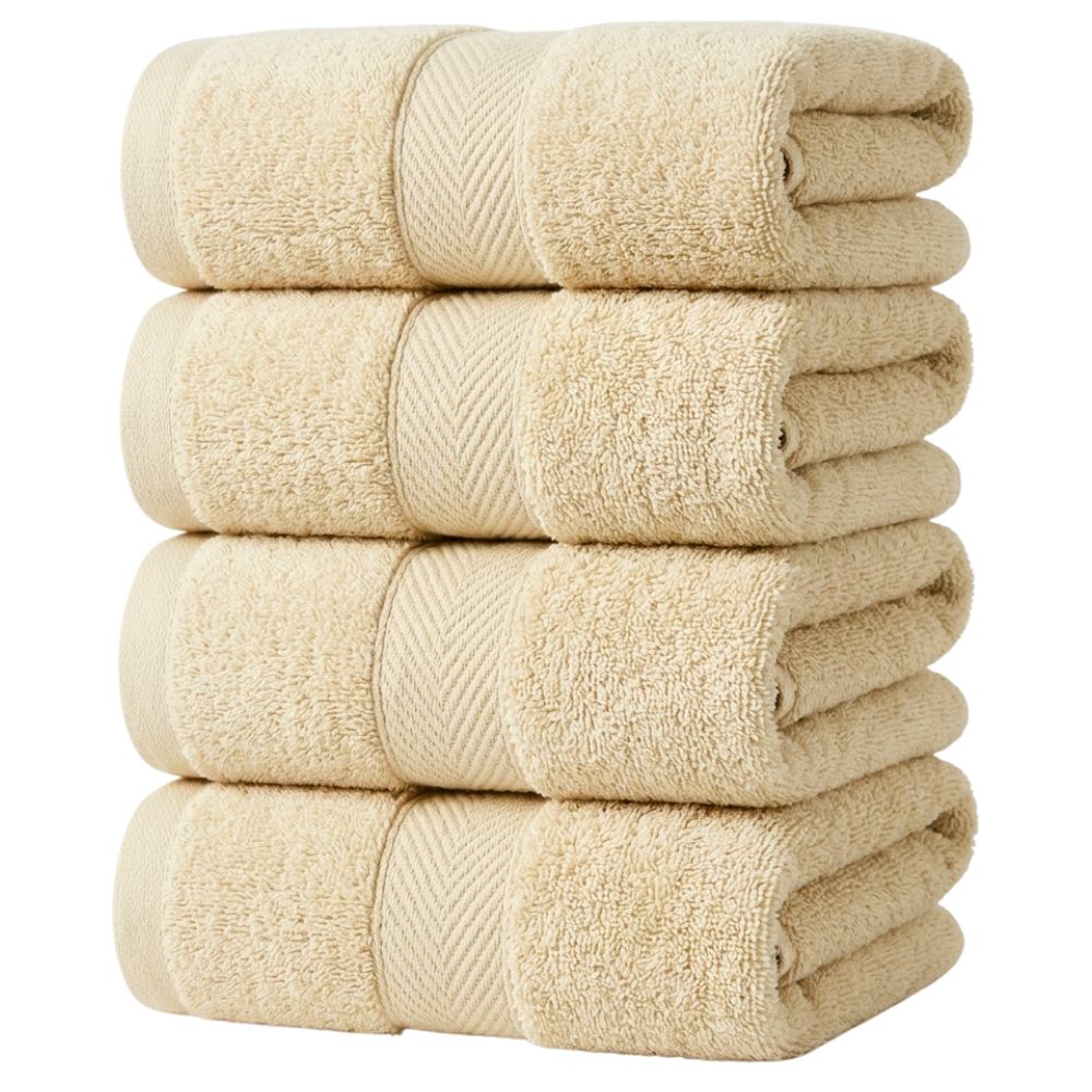 Premium Bath Towels Set of 4 | 100% Cotton 600 GSM | Ultra Soft, Quick Dry – 70x140 cm