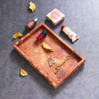 Travertine Burgundy Rectangular Stone Tray – 30x20cm