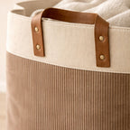 Foldable Velvet Laundry Basket with Leather Handles – 60L
