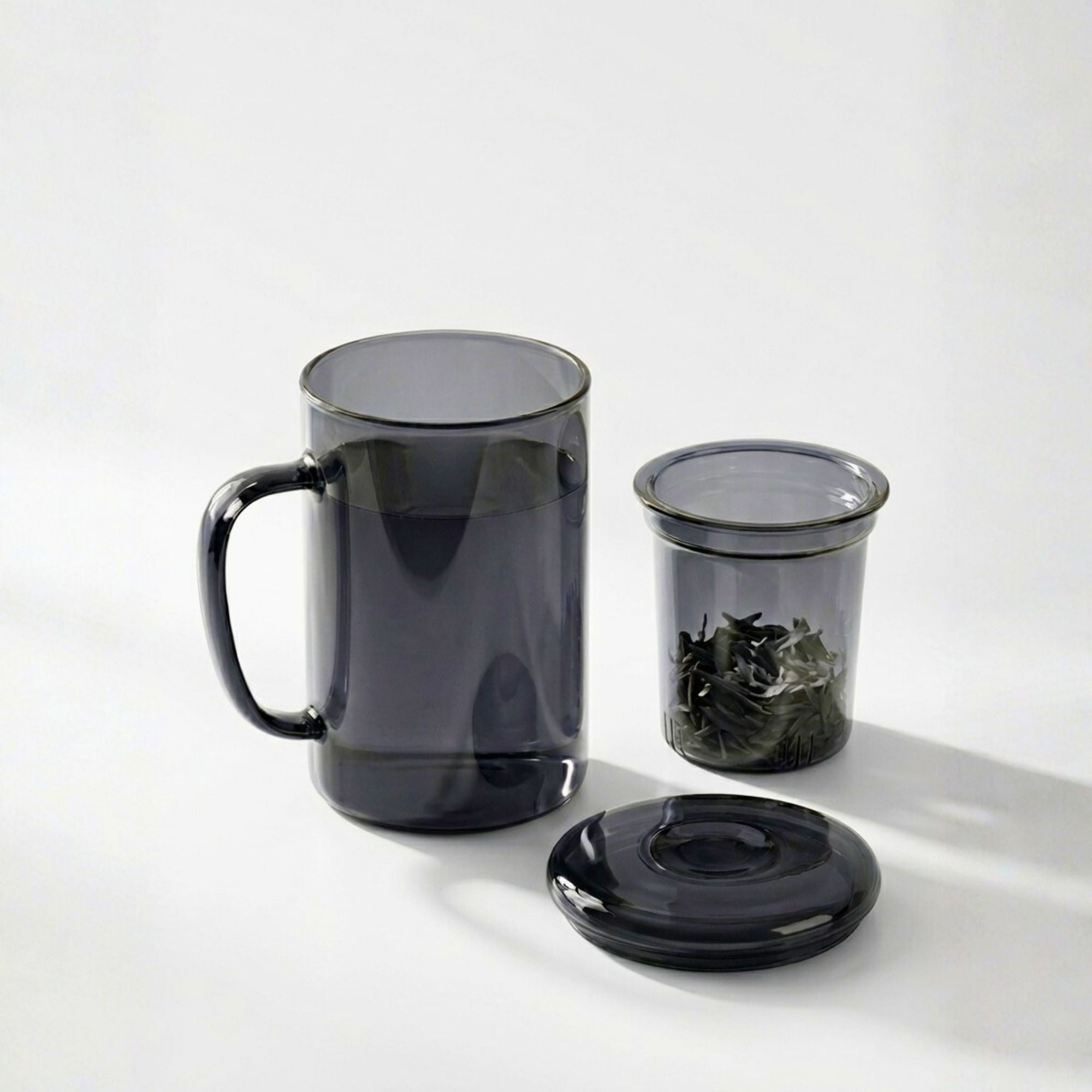 Smoky Grey Borosilicate Glass Mug with Infuser – 450ML