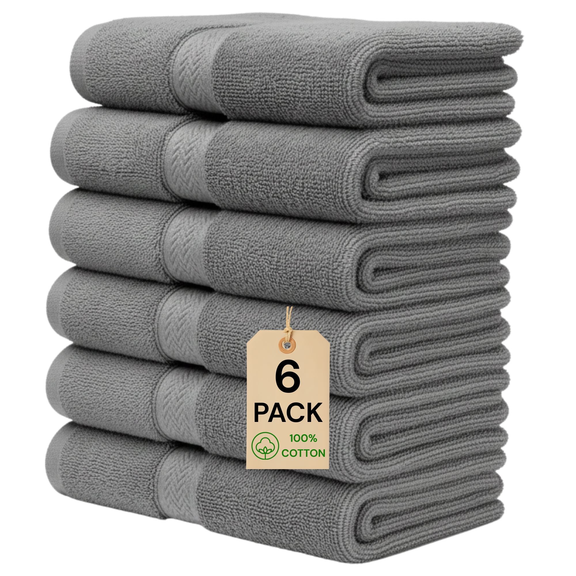 Premium Hand Towels Set of 6 | 100% Egyptian Cotton | Ultra Soft, Quick Dry – 16x30 Inches
