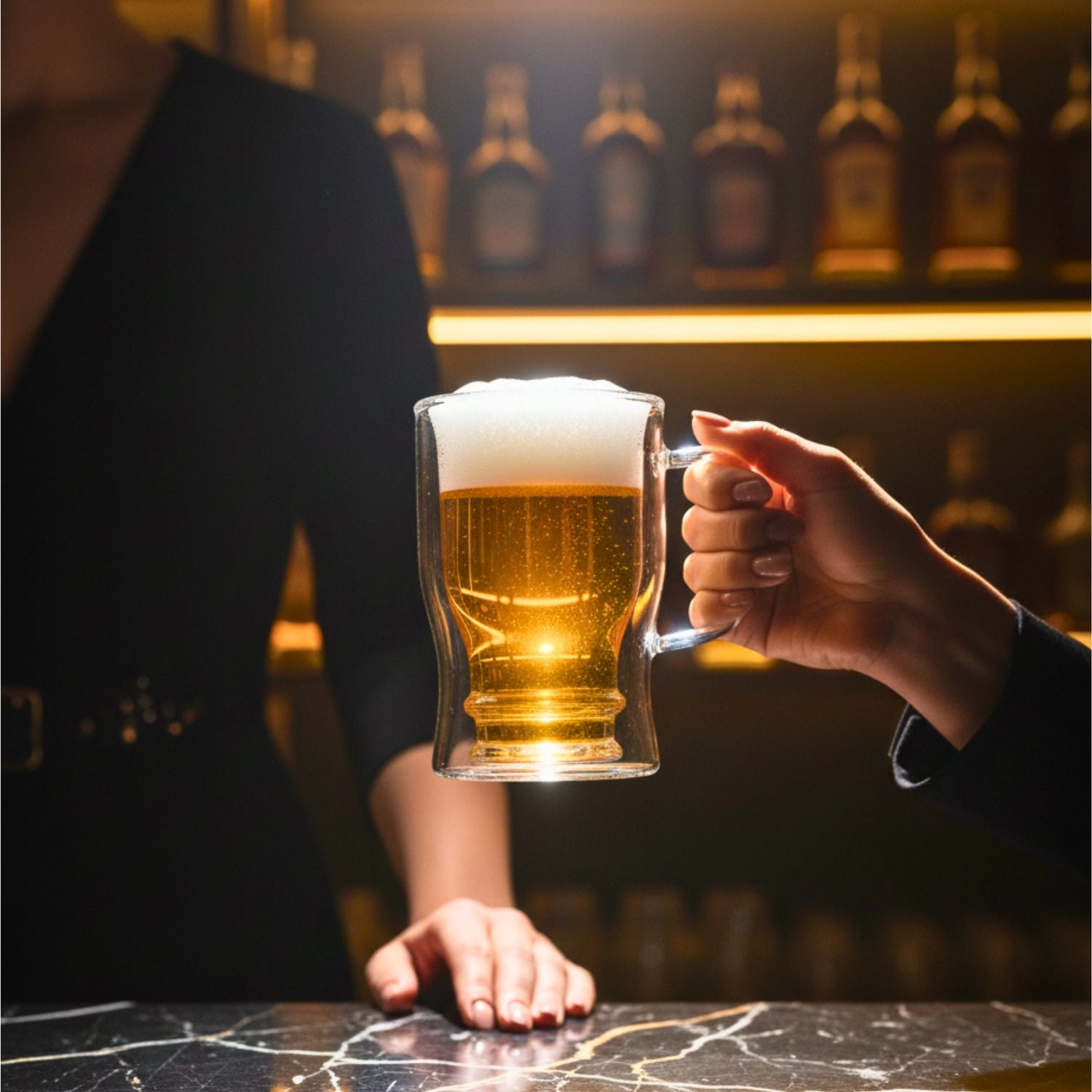 Beer Glass Mug Insulated Mug,23 oz/650ml Double Wall Mugs Pub Glass for Cold Drink and Hot Coffee, Insulated Mugs Cup, Borosilicate Glassware Bar Glass Drinking Glasses.