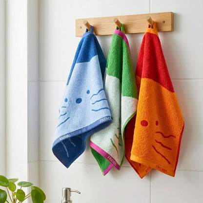 Kids Hand Towel Set 3PCS – 100% Cotton Soft & Absorbent Face Towels, Cute Cat Design Bathroom Towels for Baby, Kids, School & Daily Use