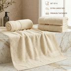 Premium Bath Towels Set of 4 | 100% Cotton 600 GSM | Ultra Soft, Quick Dry – 70x140 cm