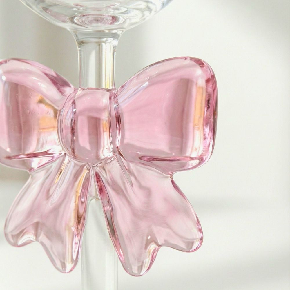 Pink Bow Borosilicate Wine Goblet 350ML