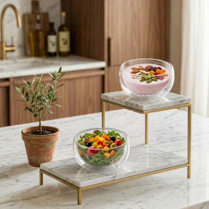 Double Wall Borosilicate Salad, Pasta, Matcha, Rice, Soup Bowl, Hot And Cold Serving Bowls Fruit Bowls Set of 2 300ML