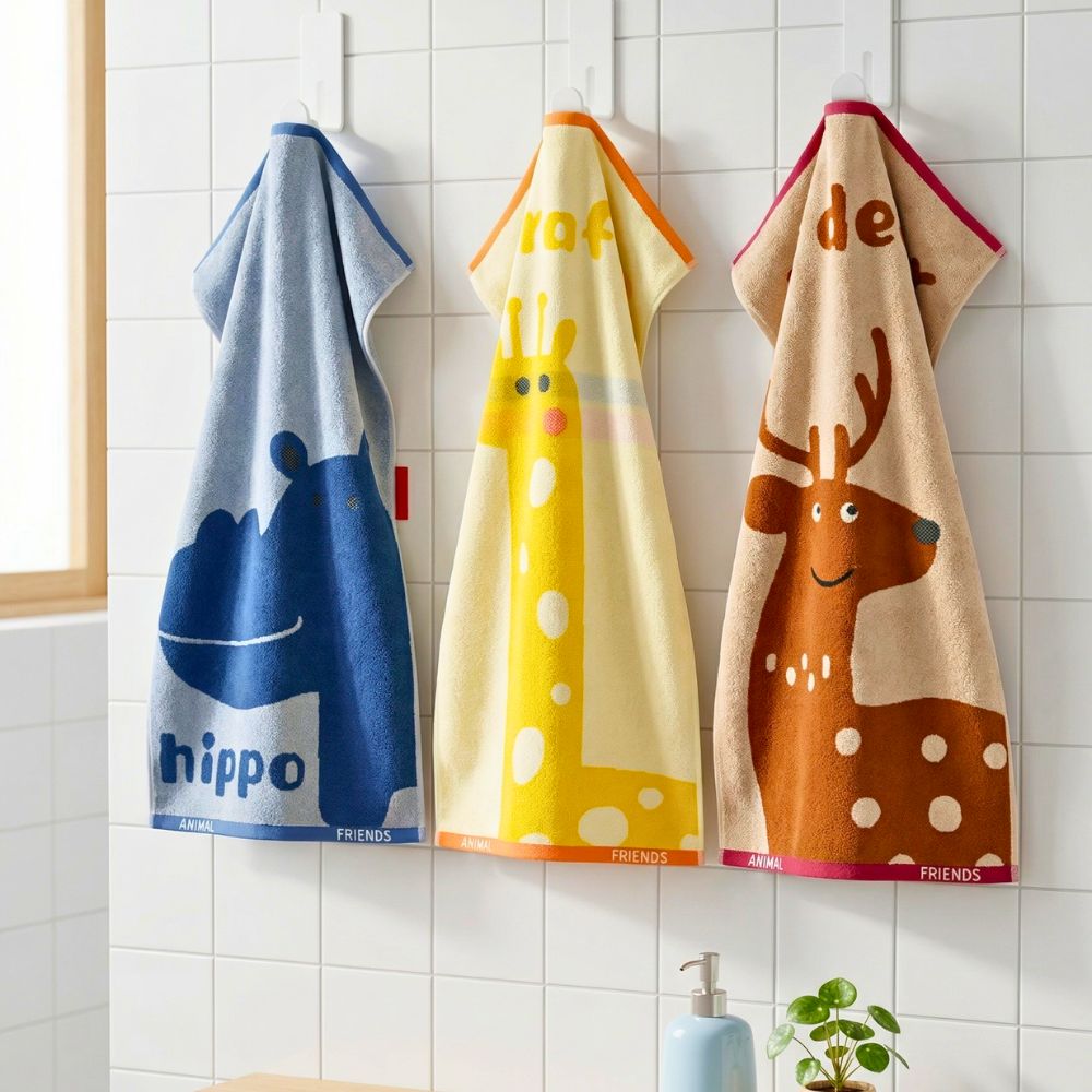 Kids Safari Animal Hand Towel Set – 3 Piece Cotton