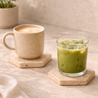 Travertine Hexagon Stone Coasters – Set of 4