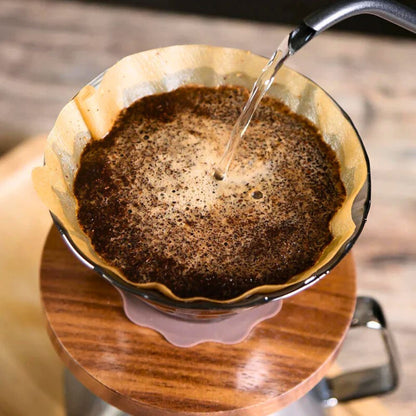 Smoky Grey Pour Over Coffee Maker, 600ML Borosilicate Glass Carafe with Walnut Handle and Glass Lid, Manual Drip for Home, Café, Restaurant and Camping