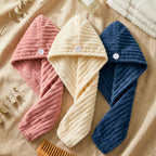Microfiber Hair Wrap Turban Set – 3 Pack, Stripe Design